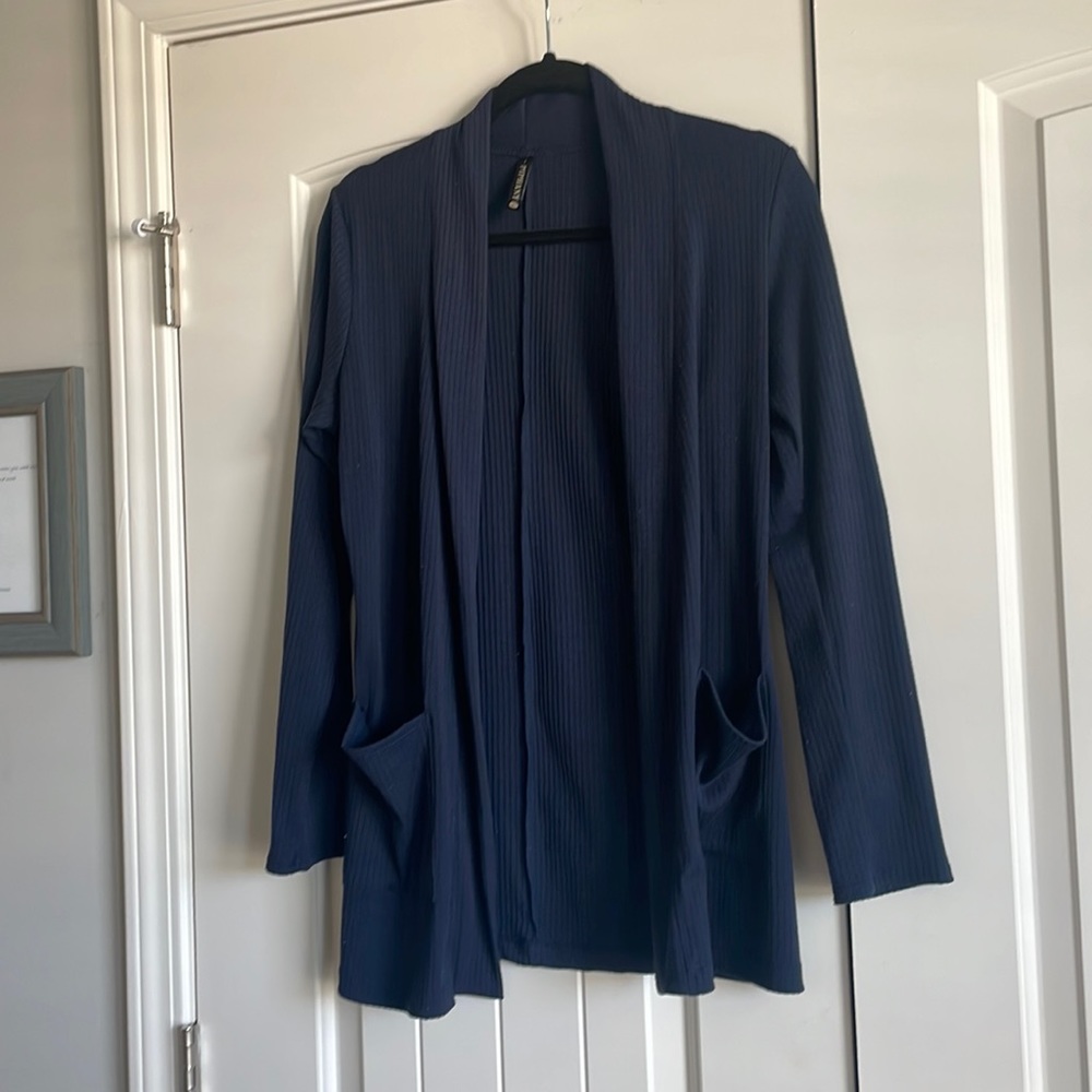 Piphany patch pocket ribbed open cardigan size small